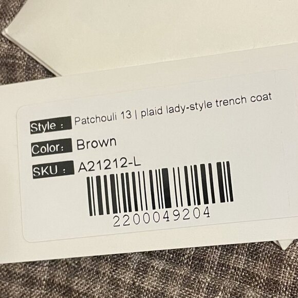 naivelinen Patchouli 13 100% Linen Brown Plaid Lady-Style Trench Coat Size 2X - Picture 7 of 7